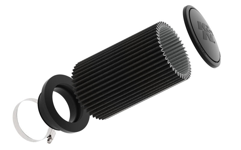 K&N Engineering RU-3112HBK Black Universal Air Filter - 4 Inch Flange, Synthetic Media