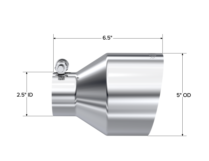 MBRP Universal T304 Stainless Steel Exhaust Tip 2.5-inch Inlet, 5-inch Outlet, 6.5-inch Length