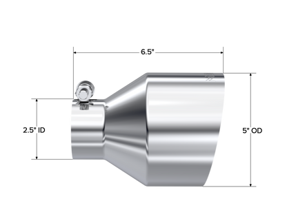 MBRP Universal T304 Stainless Steel Exhaust Tip 2.5-inch Inlet, 5-inch Outlet, 6.5-inch Length