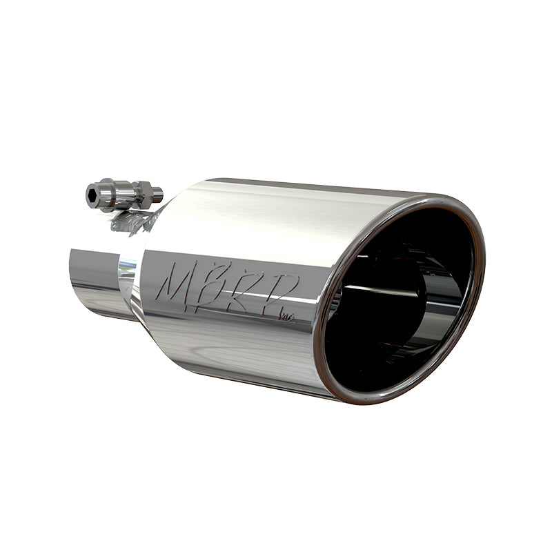 MBRP Universal Exhaust Tip 4.5 Inch Outlet Diameter, 2.5 Inch Inlet, T304 Stainless Steel, Angle Rolled End