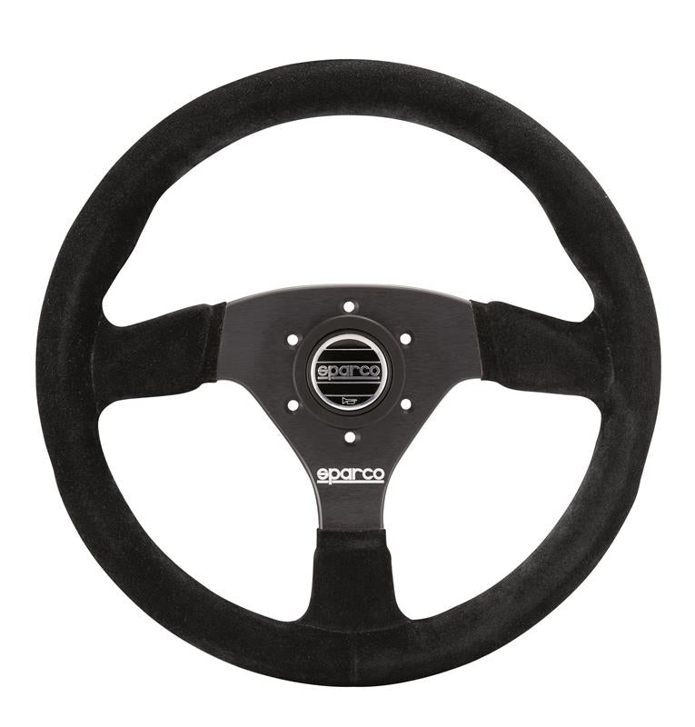 Sparco 015R383PSN Suede Black Steering Wheel for Automotive Performance and Comfort