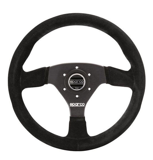 Sparco 015R383PSN Suede Black Steering Wheel for Automotive Performance and Comfort