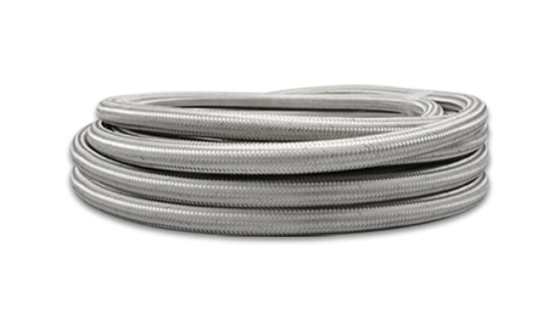 Vibrant SS Braided Flex Hose with PTFE Liner -8 AN, 5 Foot Roll